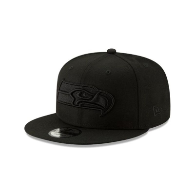 Seattle Seahawks Gorra | New Era NFL Basic Black On Black 9fifty Snapback Cap Mexico - Negros
